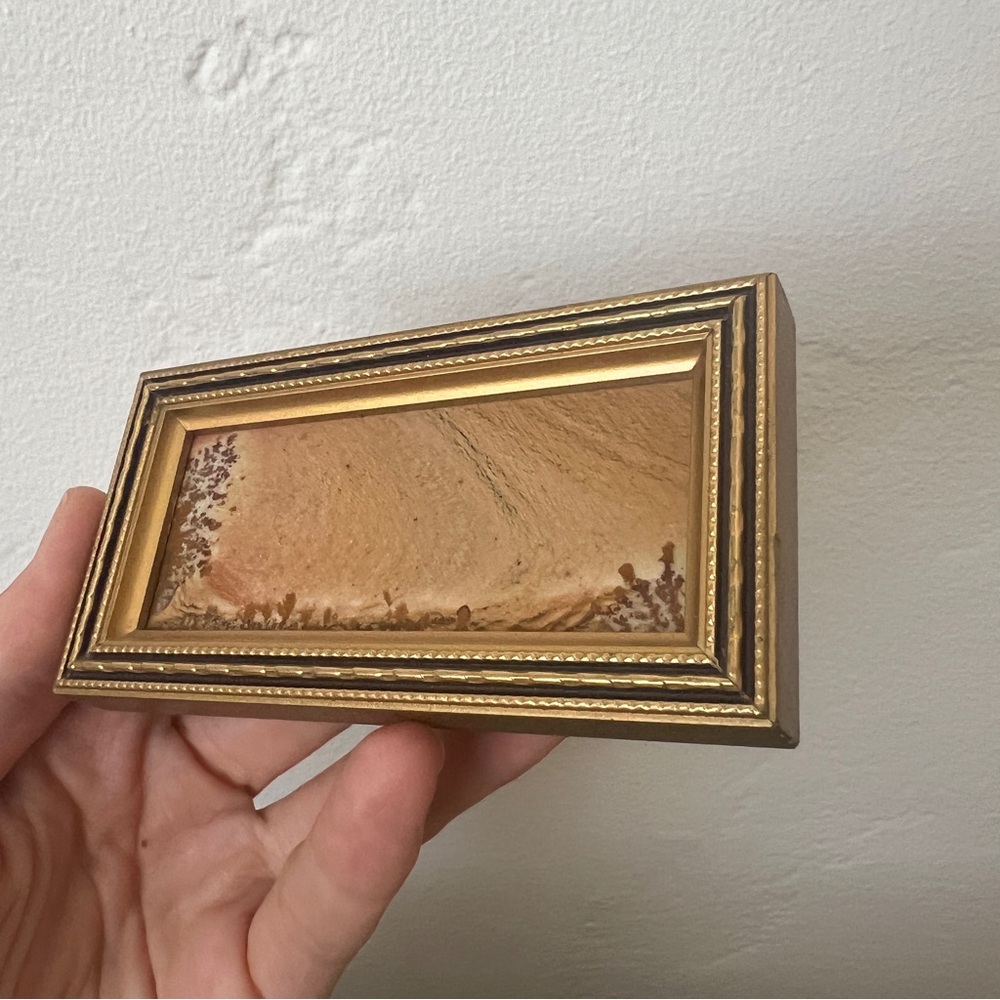 Vintage Gilded Framed Picture Jasper Stone Landscape Art Rock Marfa Texas curio - Picture 7 of 14
